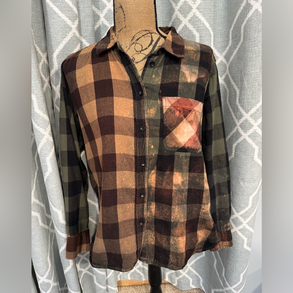 Bleached and dyed denim shirt, ladies size 8–10